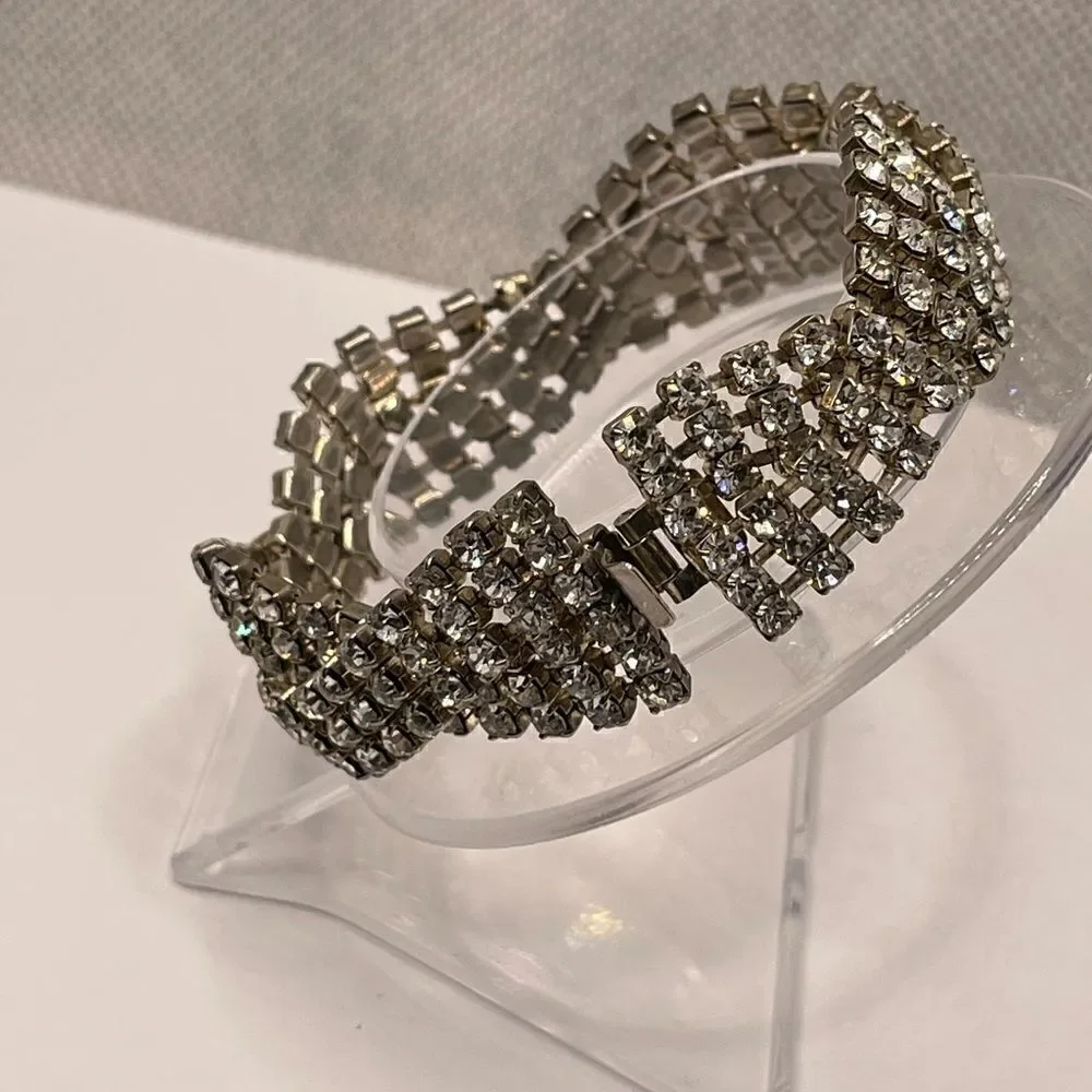 Vintage bracelet rhinestone silver tone